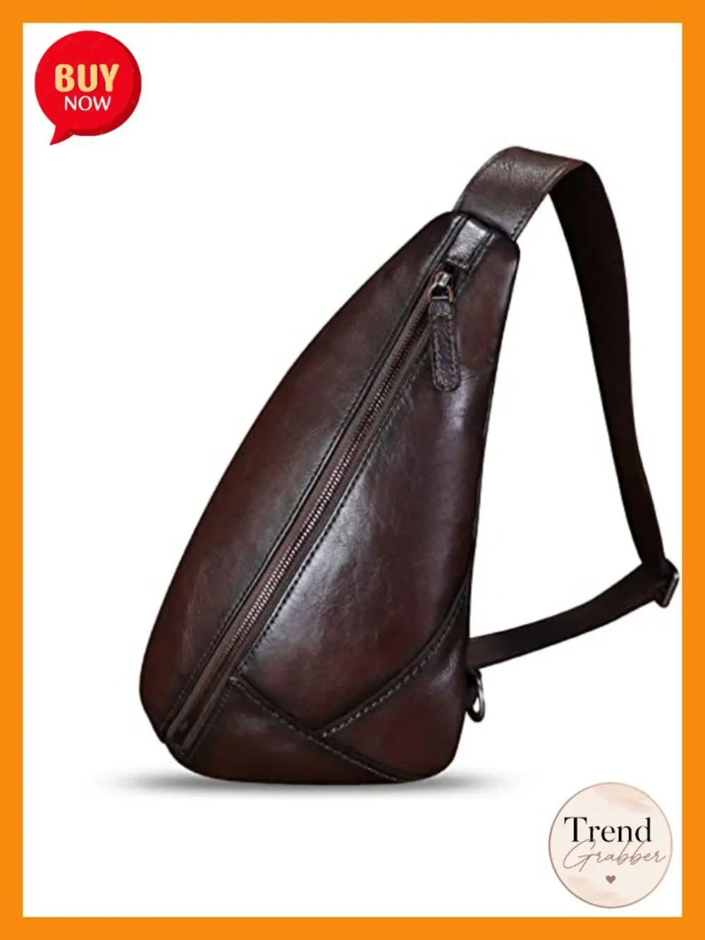 Genuine Leather Sling Bag Handmade Retro Crossbody Backpack Hiking Daypack